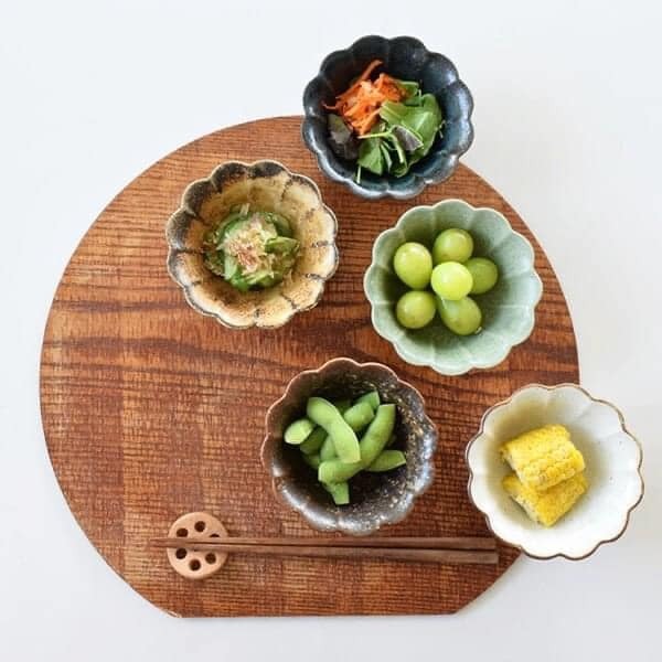 日本餐具美濃燒缽碗5色菊花形小缽10.8cm-王球餐具 (3)