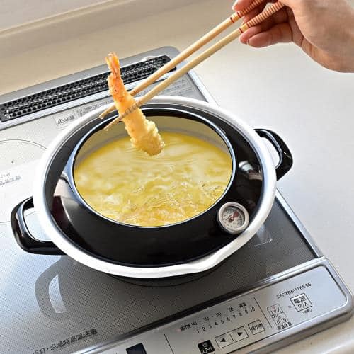 日本餐具 鍋具 富士琺瑯油炸鍋 (附溫度計) 王球餐具 (9)
