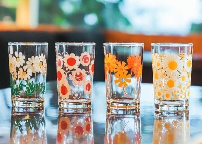 日本餐具 ADERIA玻璃杯 昭和復古花朵水杯 王球餐具 (7)