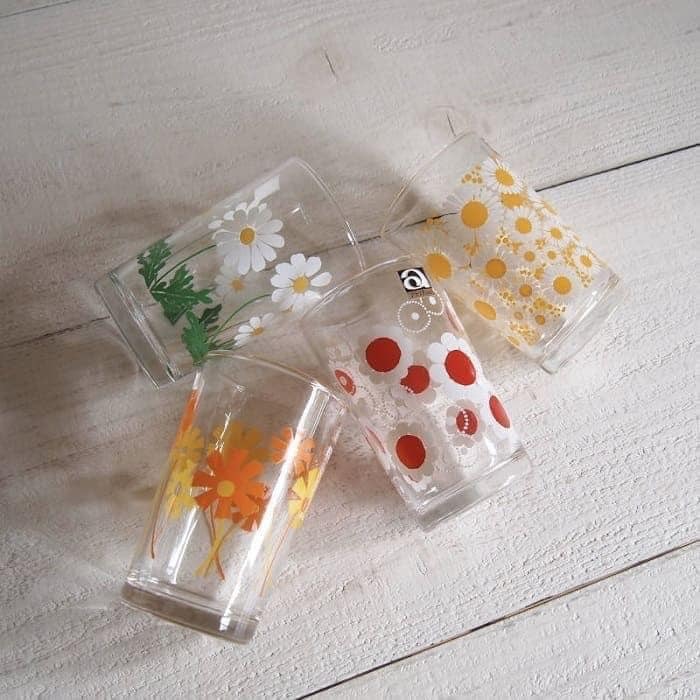 日本餐具 ADERIA玻璃杯 昭和復古花朵水杯 王球餐具 (12)