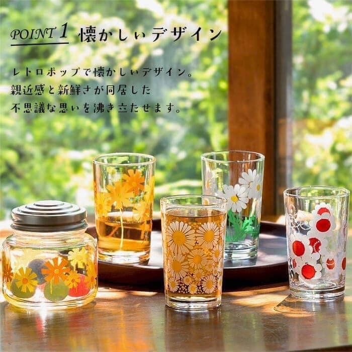 日本餐具 ADERIA玻璃杯 昭和復古花朵水杯 王球餐具 (6)