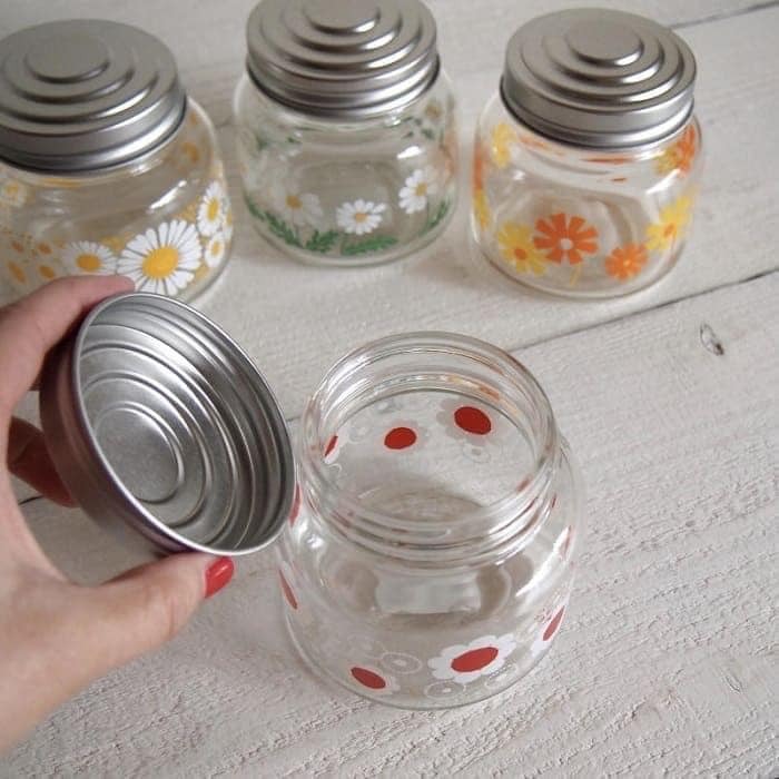 日本餐具 ADERIA玻璃 昭和復古花朵糖果罐 玻璃罐 王球餐具 (7)