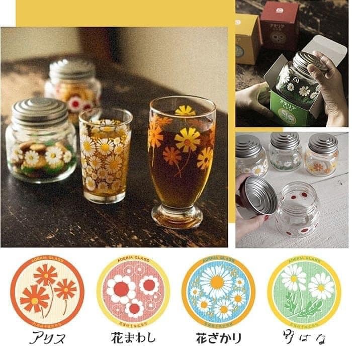 日本餐具 ADERIA玻璃 昭和復古花朵糖果罐 玻璃罐 王球餐具 (8)
