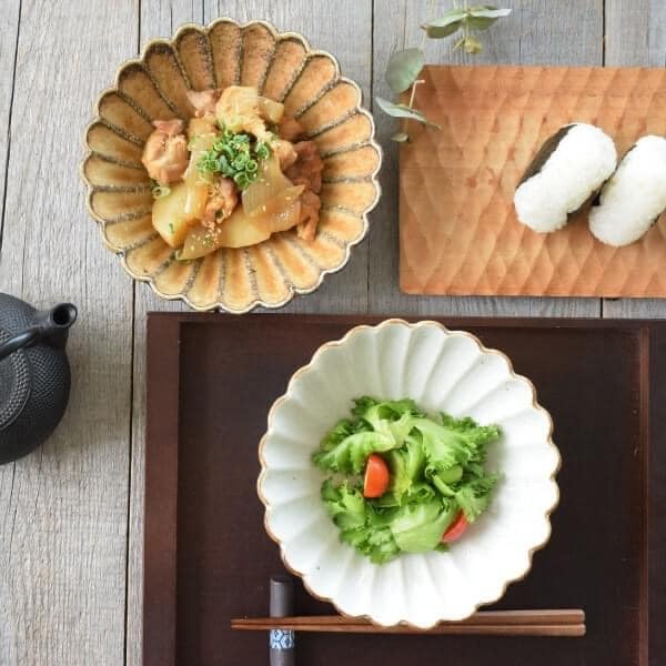 日本餐具 美濃燒陶瓷碗 5色菊花形日本碗中缽18cm 王球餐具 (6)