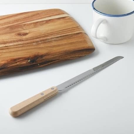 日本餐具 燕三條刀具 木柄 不鏽鋼 麵包刀28.5CM 王球餐具 (7)