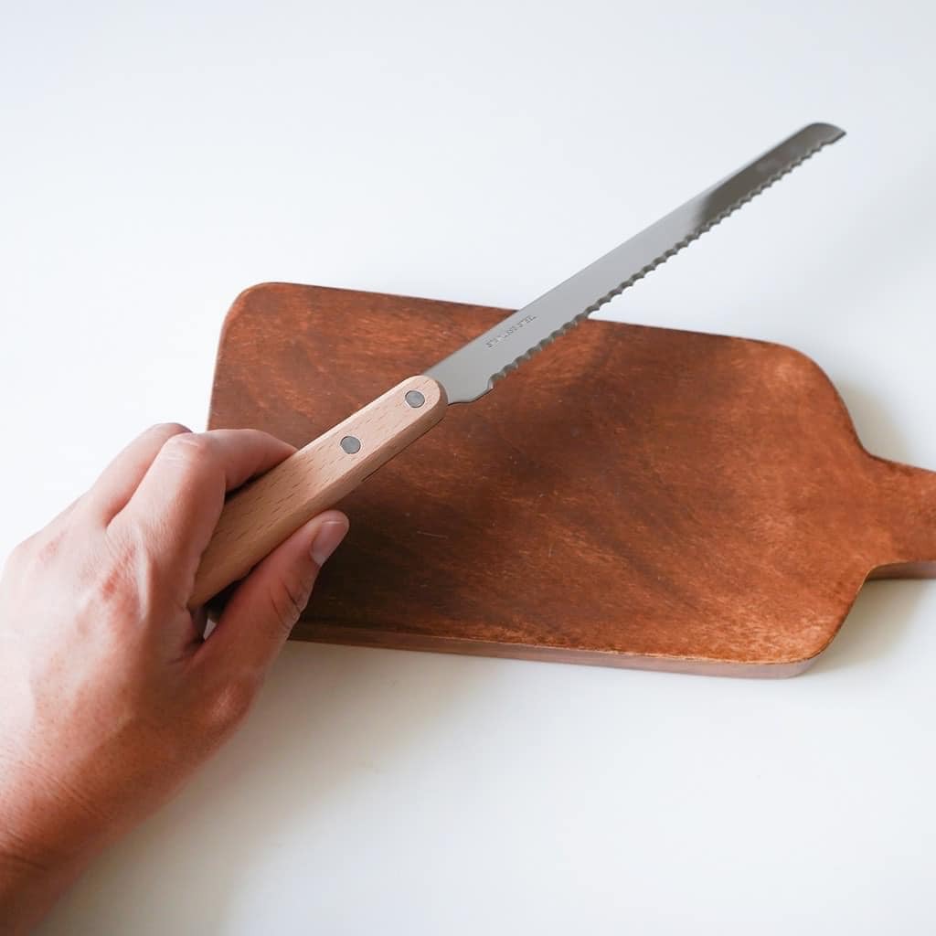 日本餐具 燕三條刀具 木柄 不鏽鋼 麵包刀28.5CM 王球餐具 (3)