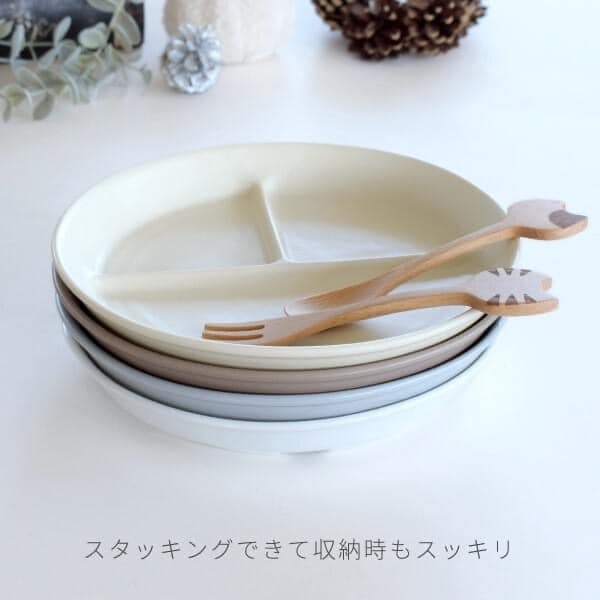 日本餐具 美濃燒瓷盤 兒童餐具 瓷器分格午餐盤18cm 日本食器 王球餐具 (2)