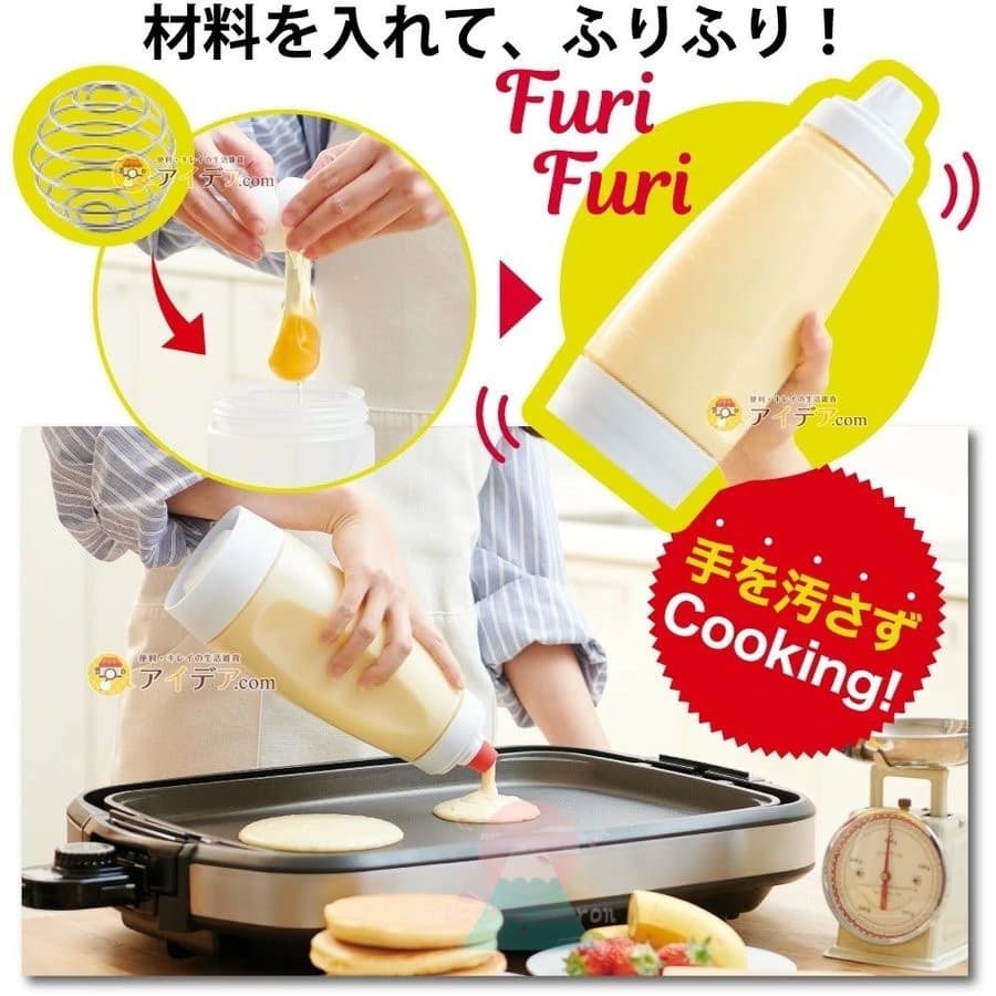 日本餐具 Cogit雜貨 鬆餅麵粉混合搖搖瓶按壓瓶 王球具 (5)