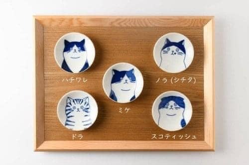 日本餐盤-美濃燒-迷你貓咪盤-餐具禮品套裝5入1組-王球餐具 (9)