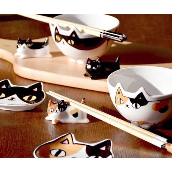 日本餐具鄰居三兄弟貓臉筷架箸置3入 王球餐具 (4)