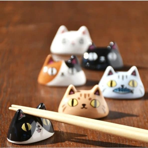 日本餐具鄰居三兄弟貓臉筷架箸置3入 王球餐具 (5)