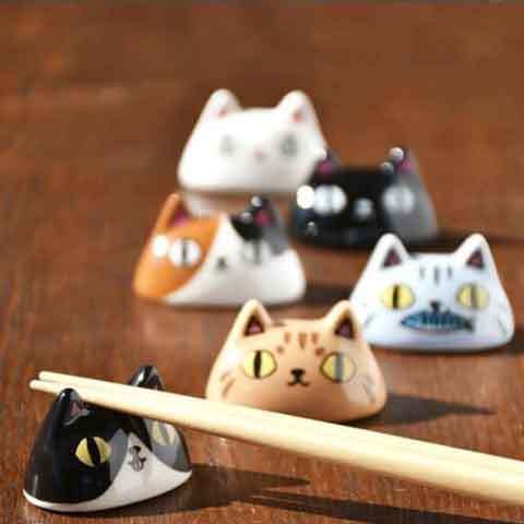 日本餐具鄰居三兄弟貓臉筷架箸置3入-王球餐具-(15)