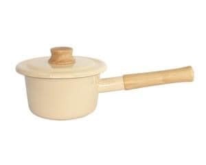 日本餐具【富士琺瑯】HoneyWare 單手鍋 附蓋琺瑯牛奶鍋 14cm  奶油色  蘋果綠 王球餐具 (4)
