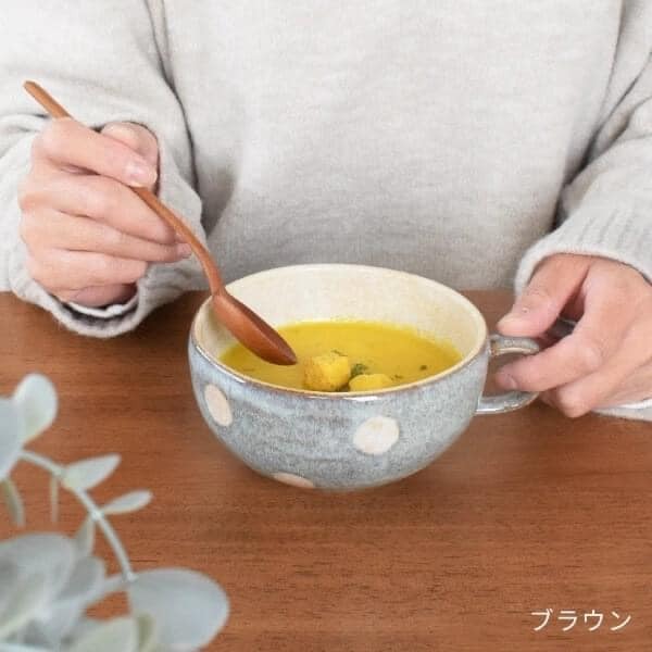 日本餐具 美濃燒瓷杯 圓點湯杯 早餐杯 400ml 王球餐具 (7)