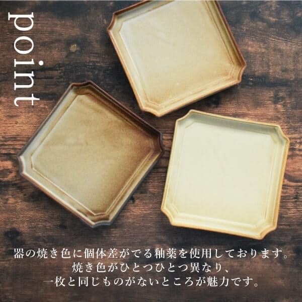 日本餐具 美濃燒陶瓷盤 切角方型中餐盤 方型小餐盤 王球餐具 (3)