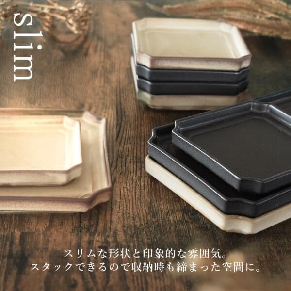 日本餐具 美濃燒陶瓷盤 切角方型中餐盤 方型小餐盤 王球餐具 (14)