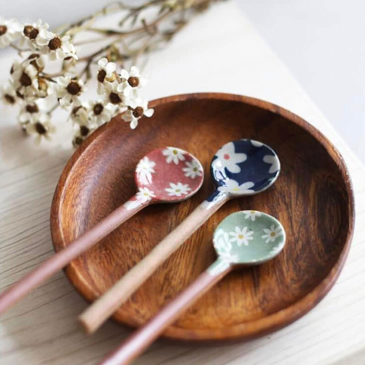 日本餐具 昭和風手作陶瓷湯匙攪拌匙 王球餐具 (2)