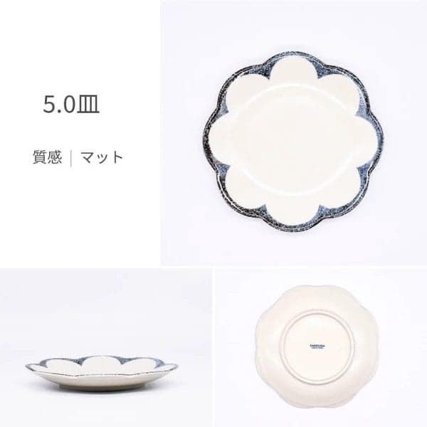 日本餐具 美濃燒餐盤 茉莉花平盤（藍）16.5cm 王球餐具 (5)