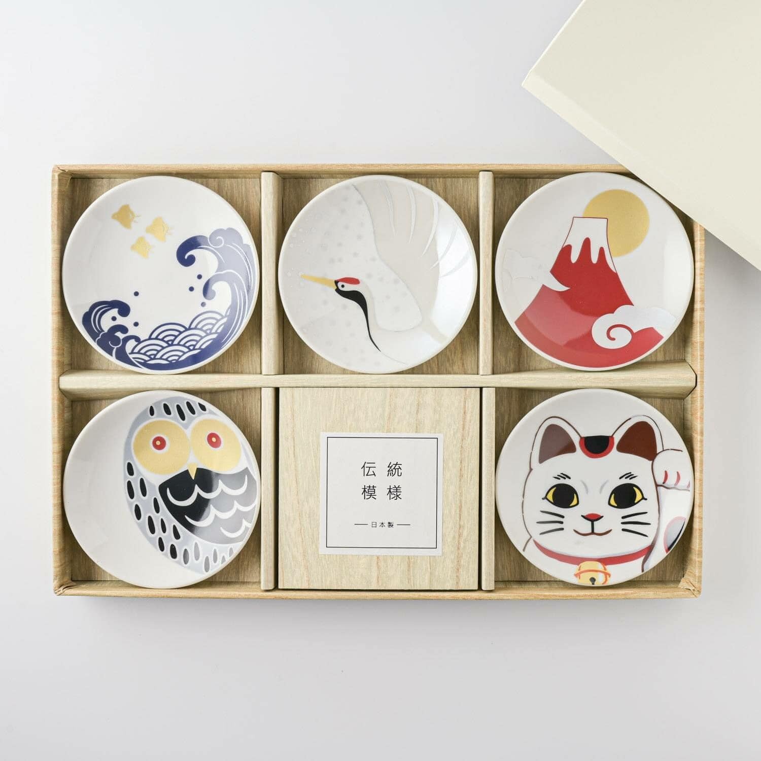 日本餐盤 美濃燒近藤馬山傳統圖案小碟子禮盒組 王球餐具 (8)