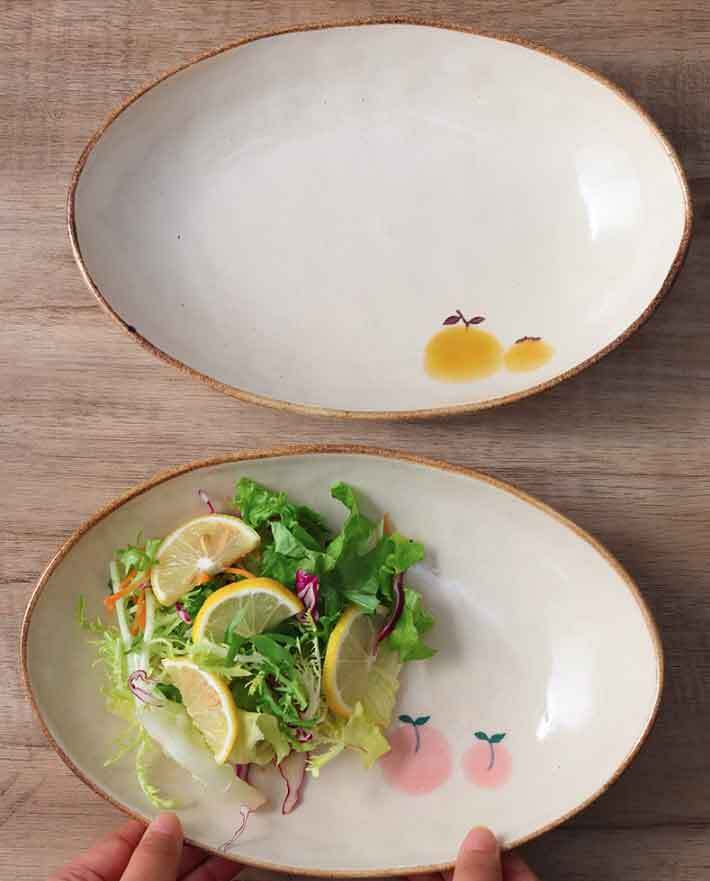 日本餐具 美濃燒餐盤 IZAWA-橢圓盤-橢圓深盤 王球餐具1-(8)