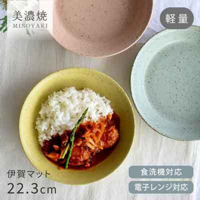 日本餐具-美濃燒餐盤-伊賀輕量深盤223mm-王球餐具1