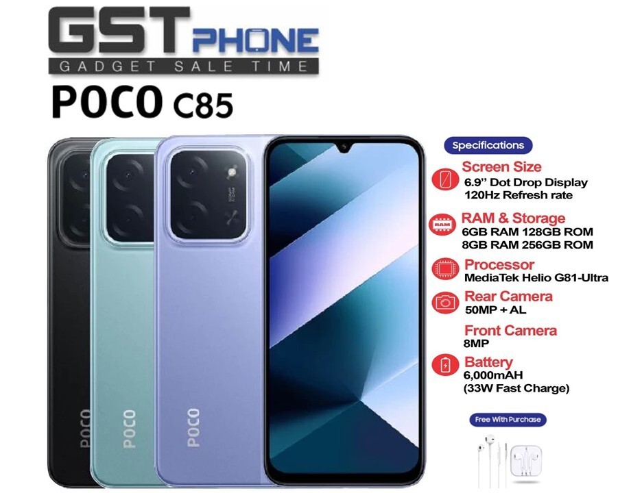 Xiaomi Poco C85 (6GB+6GB Ram+128GB Rom) (8GB+8GB Ram+256GB Rom