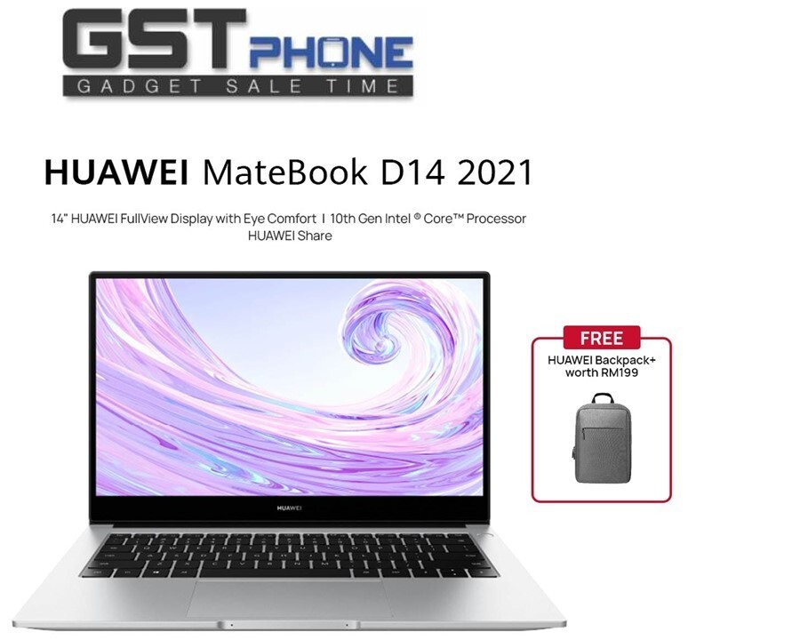 Mantle virtuel peeling Huawei MateBook D14 | 10th Gen i5-10210U | 8GB Ram | 512GB SSD | Original  Malaysia Set – GSTphone.my