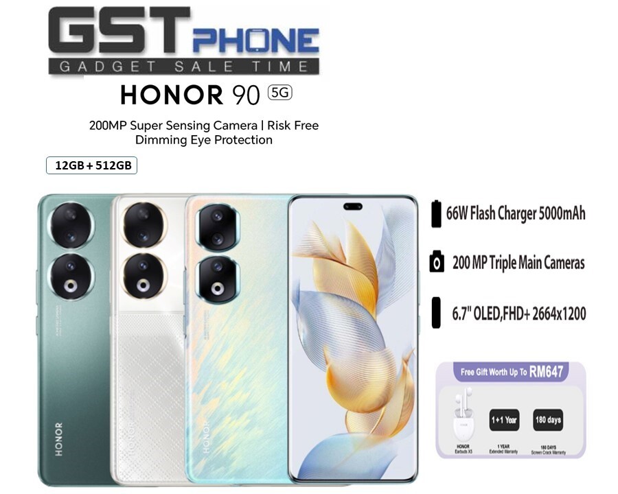 Honor 90 5G (12GB+7GB Extended Ram)+512GB Rom (Original Malaysia Set) With  Premium Gift –