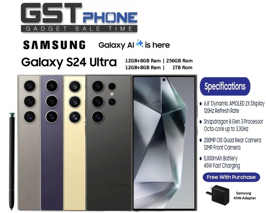 Samsung Galaxy S24 Ultra 5G (12GB+8GB Extended Ram+256GB/1TB Rom