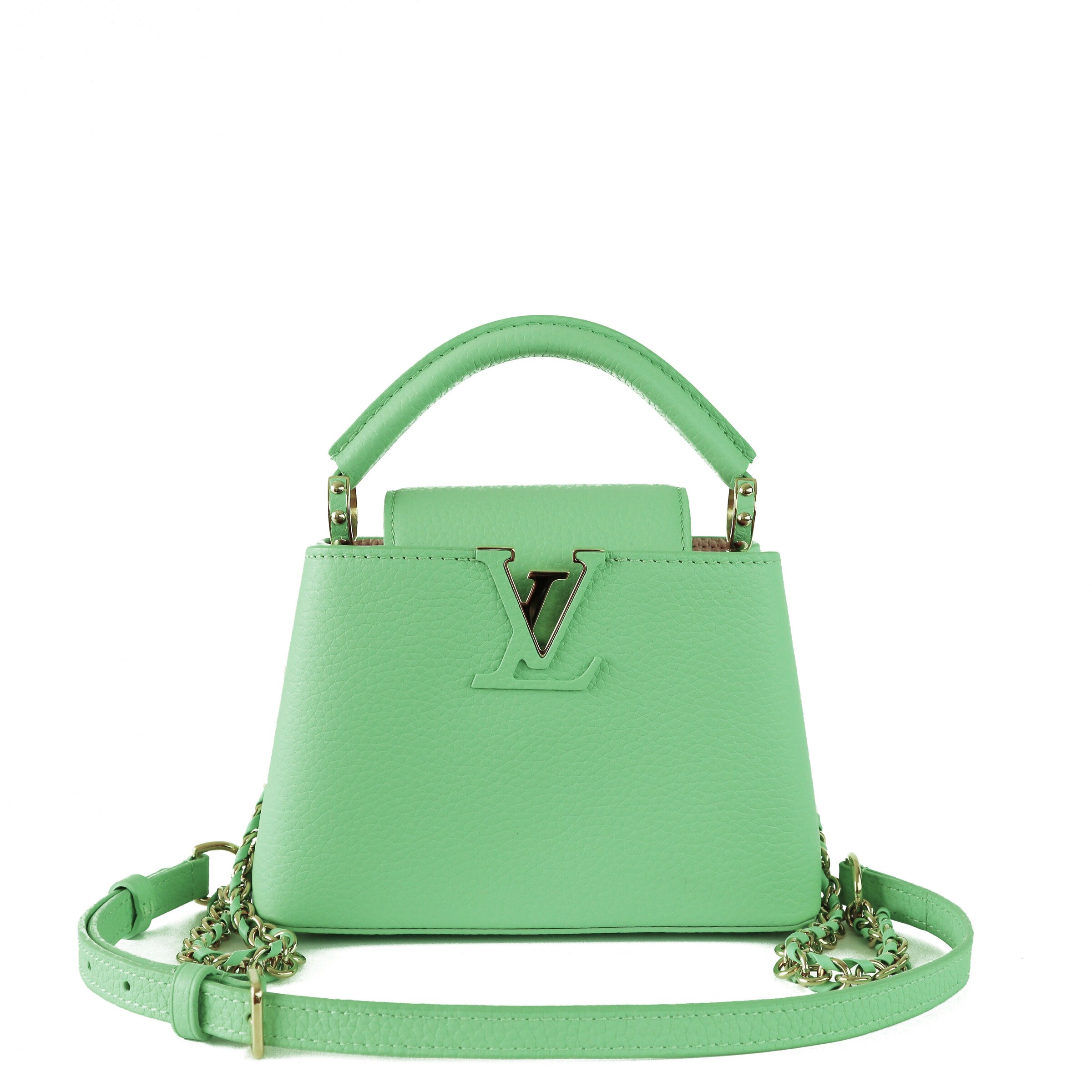 Louis Vuitton Mini Capucines Vert Pomme Green Taurillon Leather GHW –  Vintaged