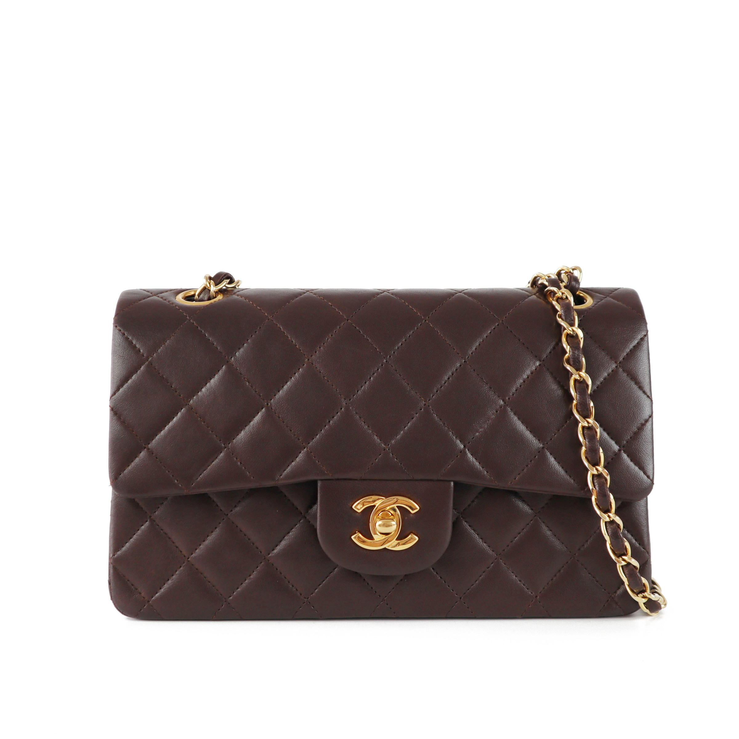 Chanel Vintage Classic Flap Small in Chocolate Brown Lambskin 24k GHW –  Vintaged