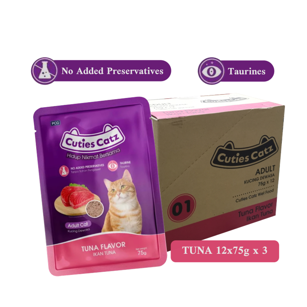 cuties catz wet pouch tuna 3 box