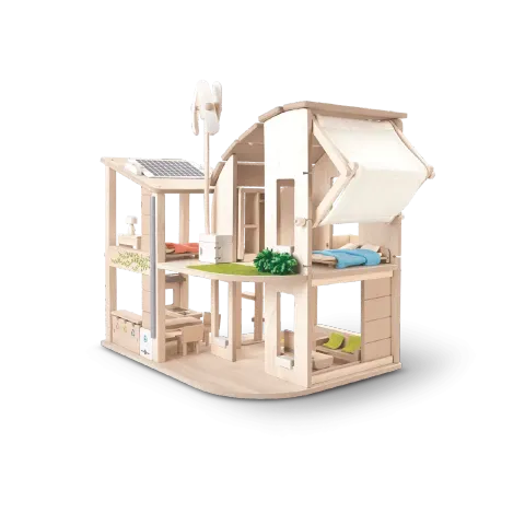 7156_PlanToys_GREEN_DOLLHOUSE_WITH_FURNITURE_Pretend_Play_Imagination_Coordination_Language_and_Communications_Social_Fine_Motor_3yrs_Wooden_toys_Education_toys_Safety_Toys_Non-toxic_0
