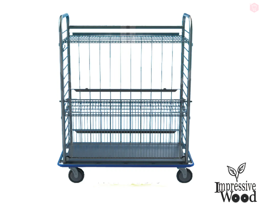 Open Case Cart with Wire Shelves