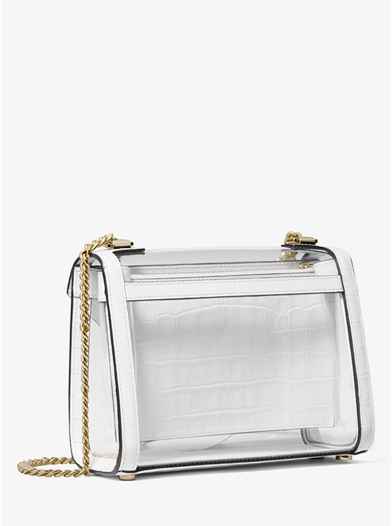 whitney large clear and leather convertible shoulder bag