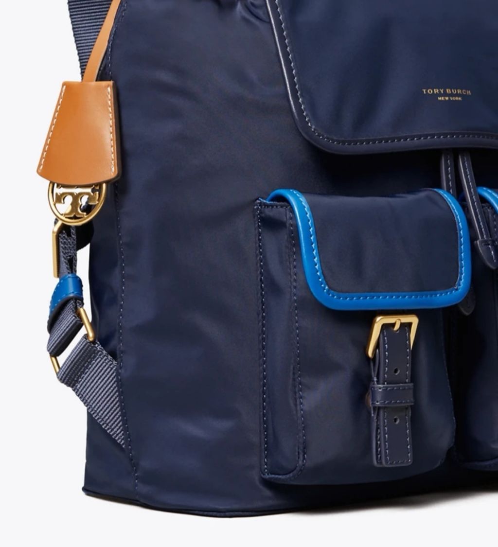 Tory Burch Perry Nylon Color-Block Flap Backpack