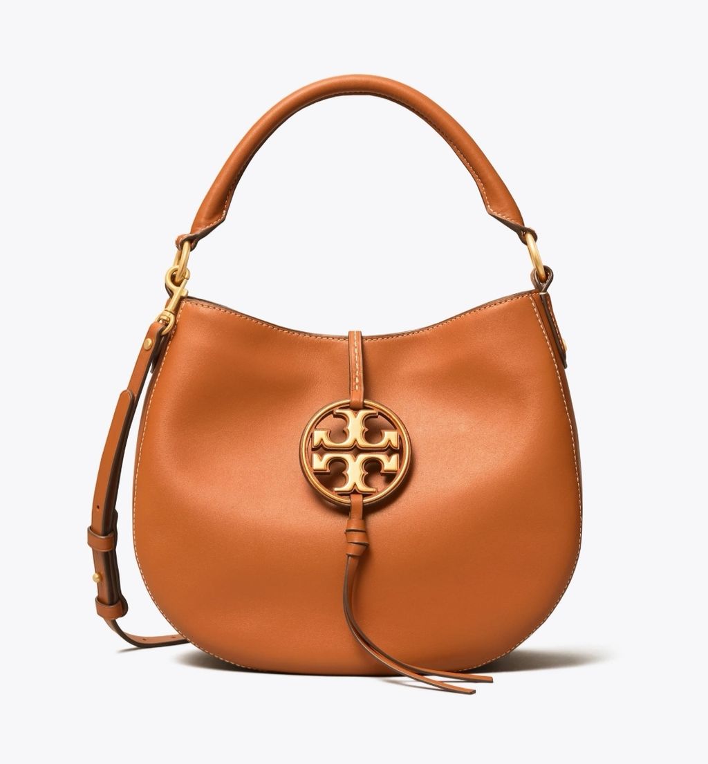 Tory Burch Miller Metal-Logo Mini Hobo – Luxe Paradise Tory Burch Miller Metal-Logo Mini Hobo – Luxe Paradise