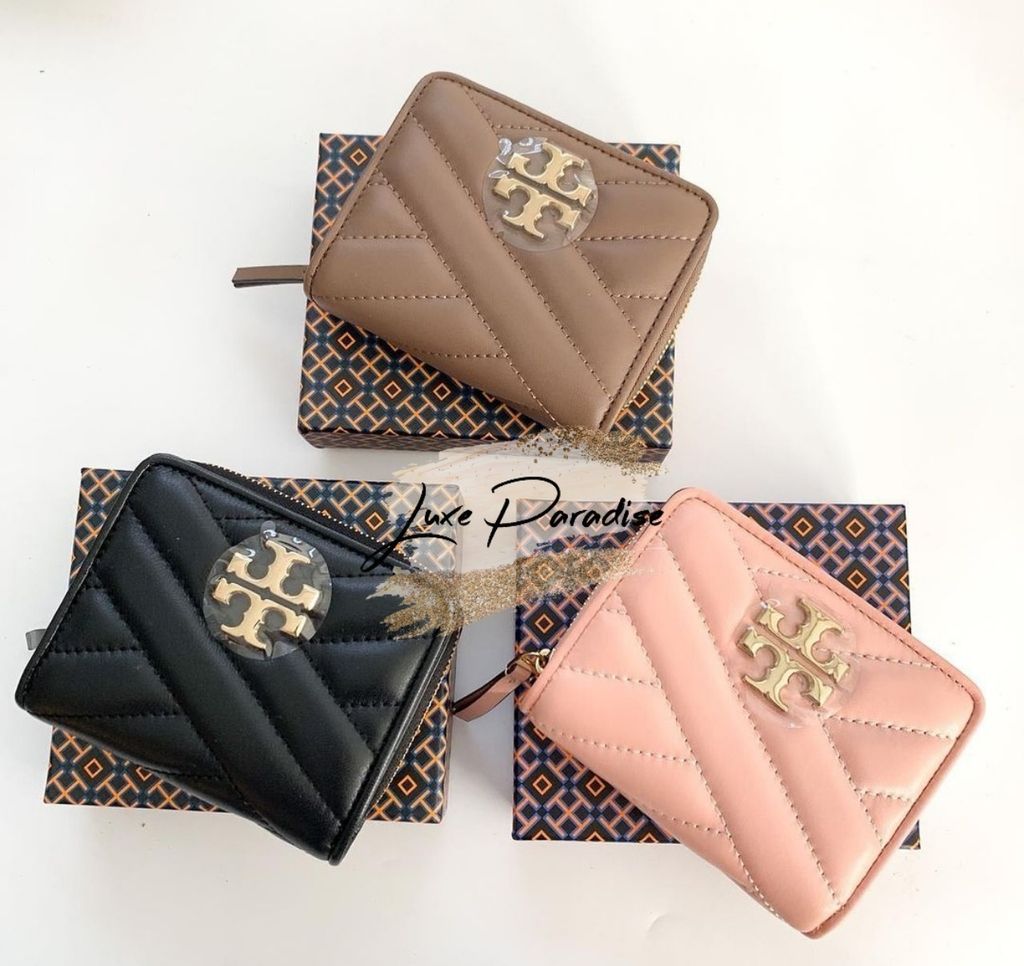 Only 79.20 usd for Tory Burch Kira Chevron Powder Coated Bi-Fold Wallet  Online at the Shop