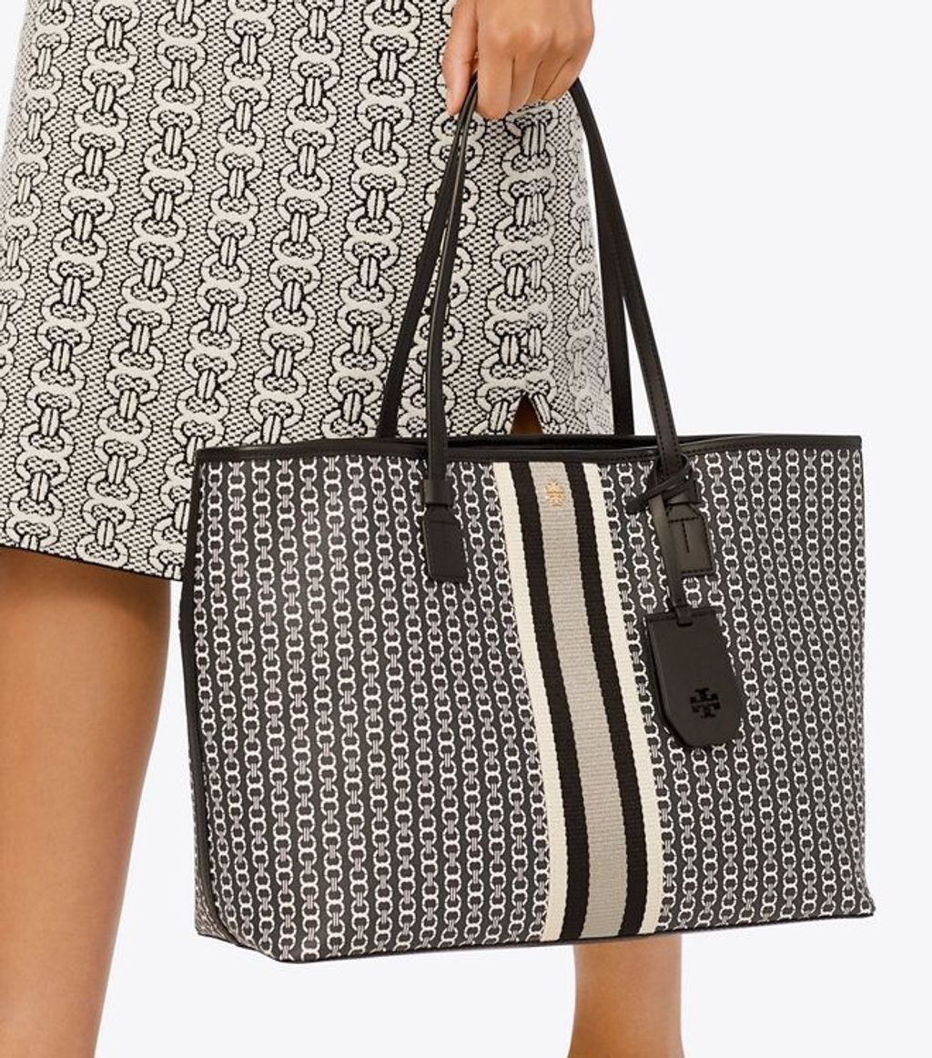 Tory Burch Gemini Link Canvas Top-Zip Tote – Luxe Paradise