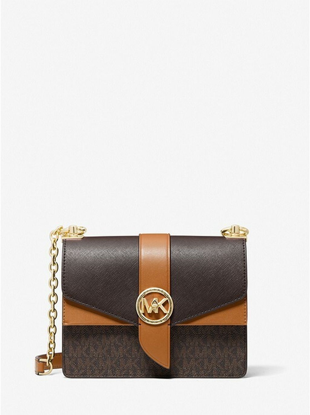 Michael Kors Greenwich Small Color-Block Logo and Saffiano Leather Crossbody  – Luxe Paradise