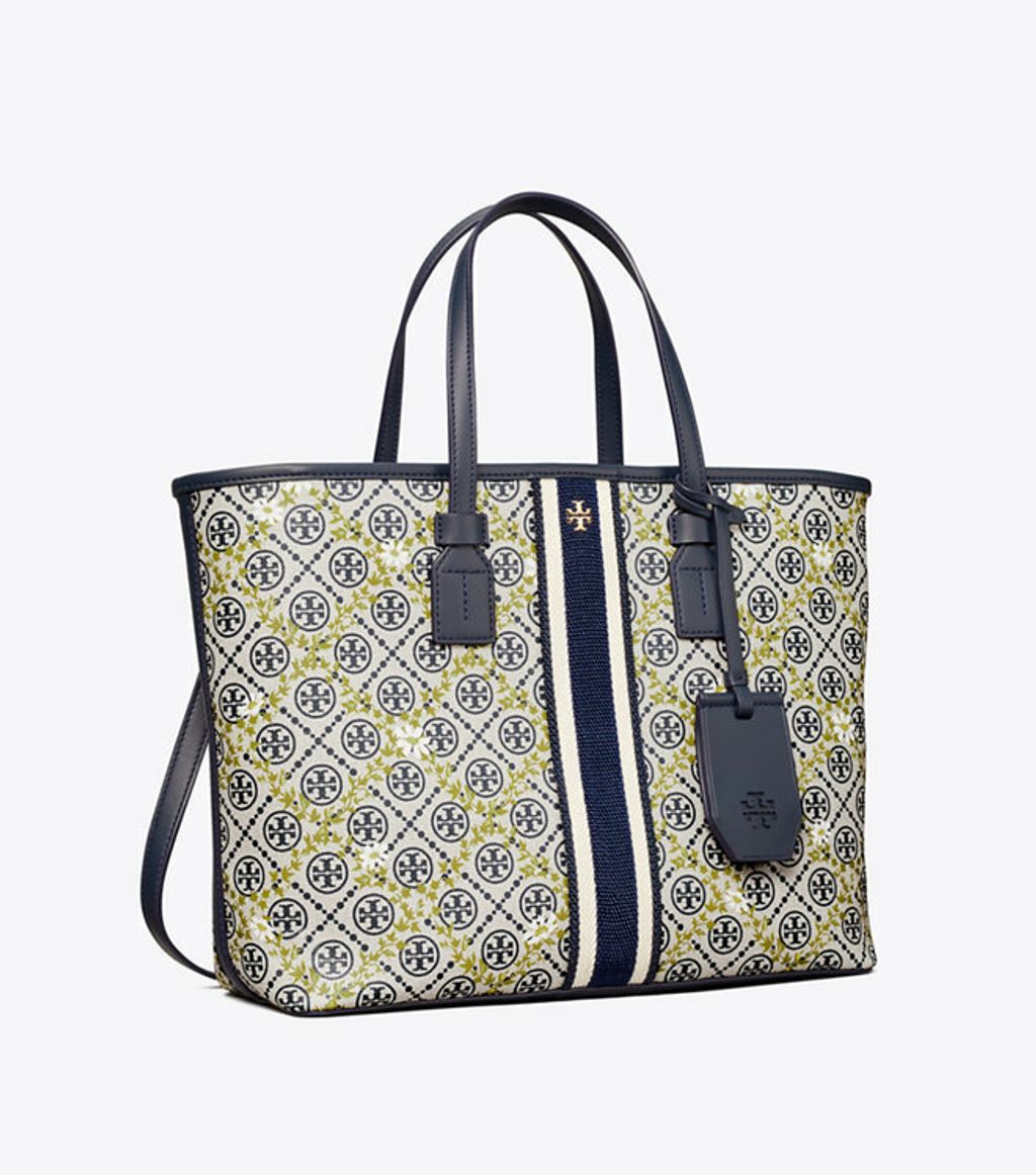 T Monogram Floral Vine Top-Zip Tote Bag: Women's Handbags, Tote Bags