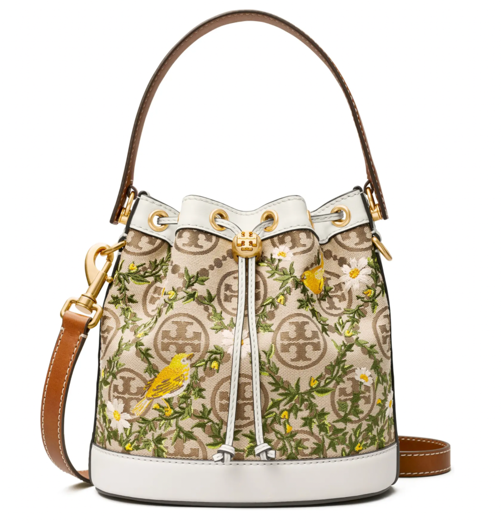 Tory Burch T Monogram Embroidered Jacquard Bucket Bag – Luxe Paradise