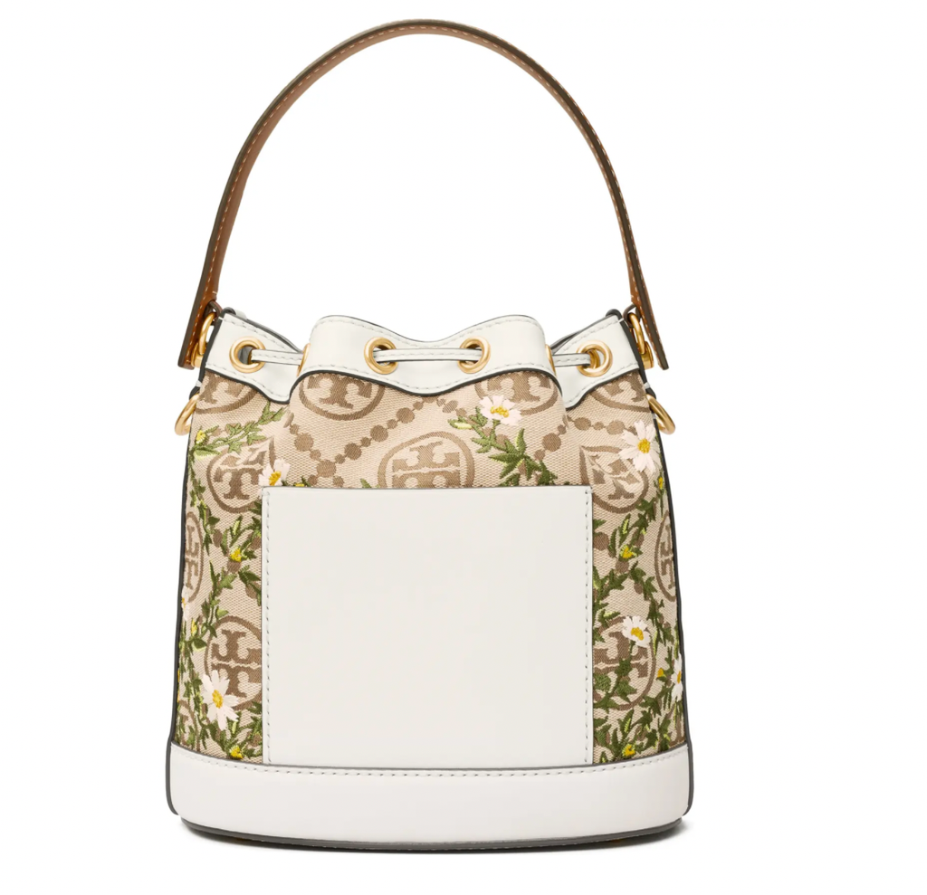 Tory Burch T Monogram Embroidered Jacquard Bucket Bag – Luxe Paradise