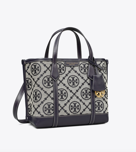 Tory Burch Canvas Lee Radziwill Petite Double Satchel (SHF-22355) – LuxeDH