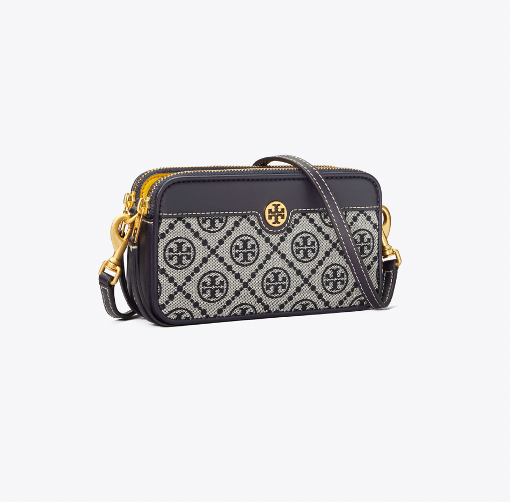 พร้อมส่ง 10,990 บาท Tory burch T Monogram Jacquard Double-Zip Mini Bag