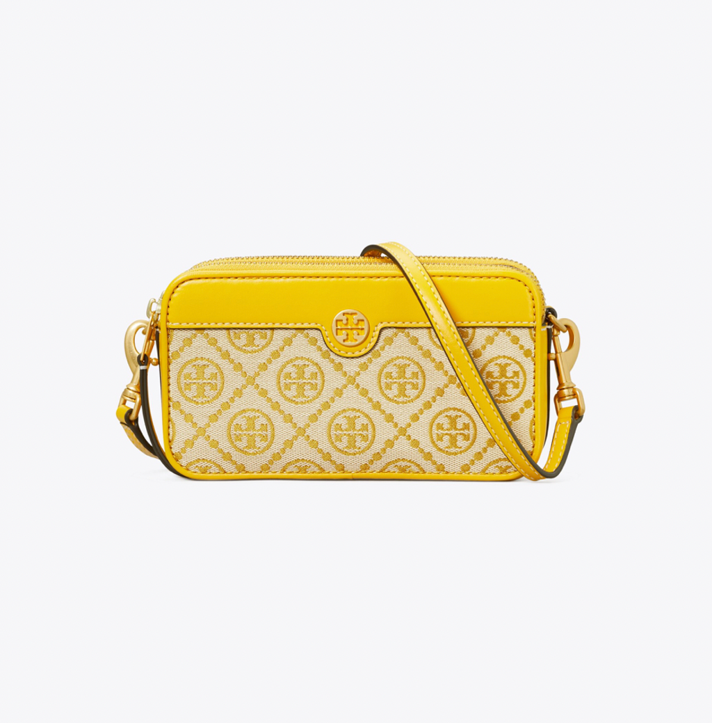 tory burch t monogram jacquard double-zip mini bag