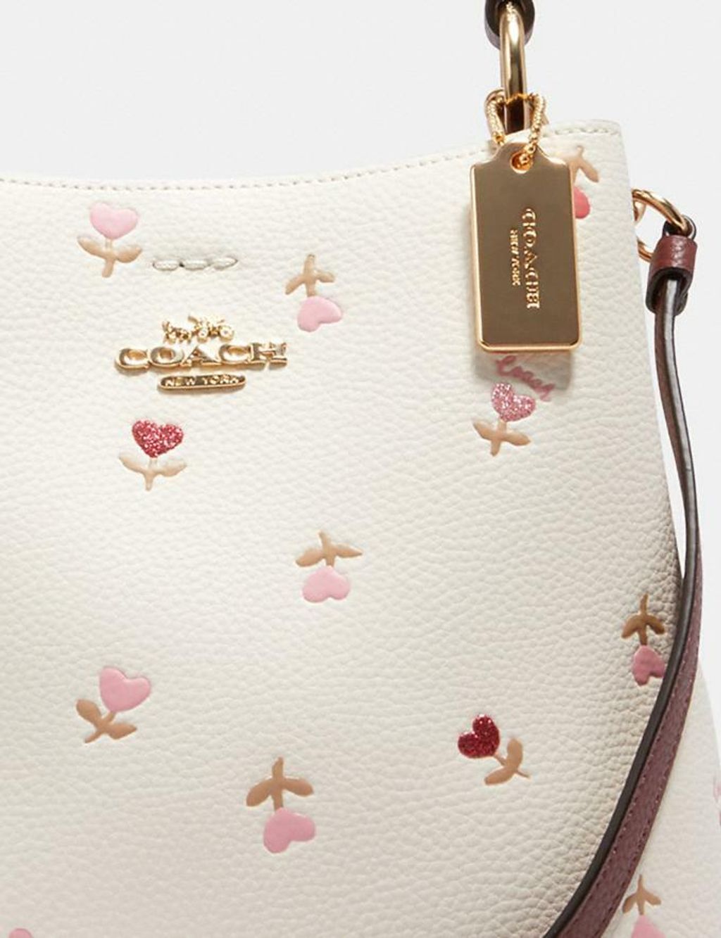 15 Coach small bucket bag heart floral brown purse