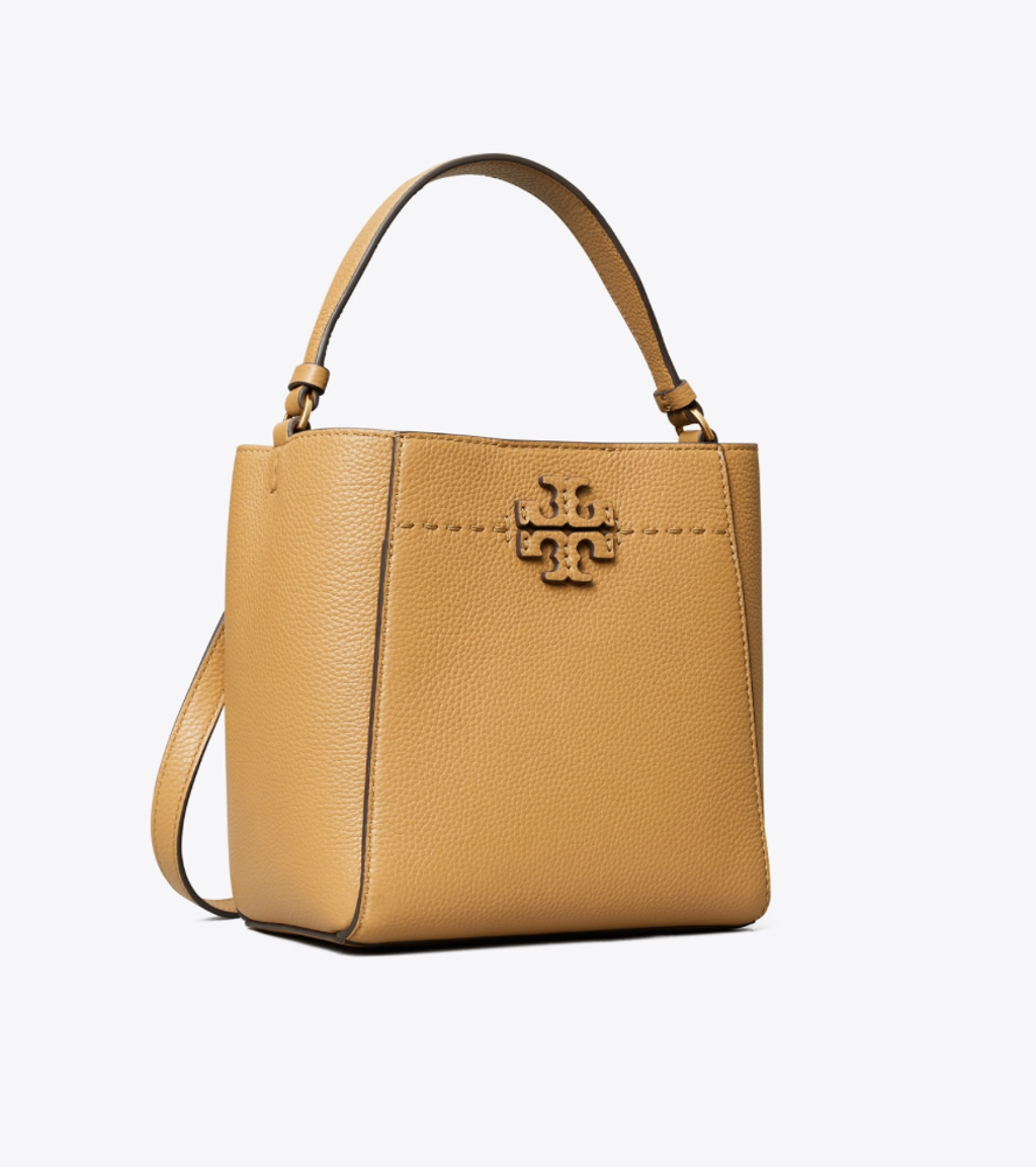 TORY BURCH Mcgraw Raffia Small Bucket Bag - Black/Natural