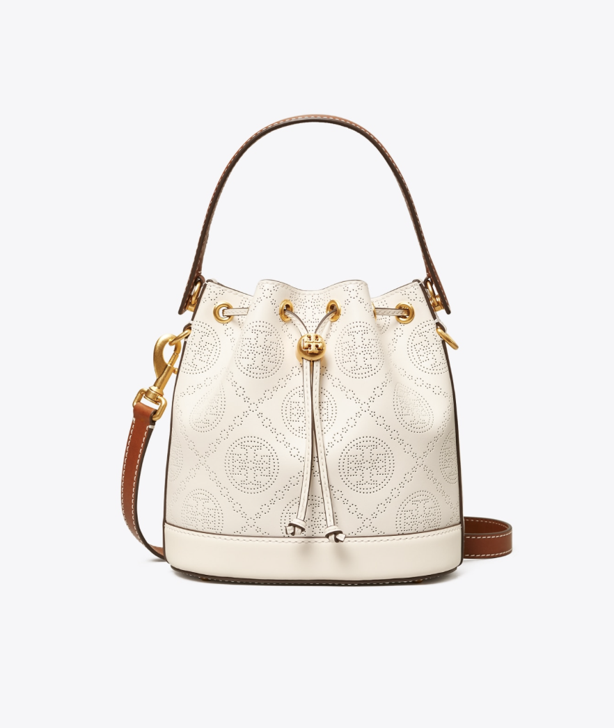 tory burch white bucket bag