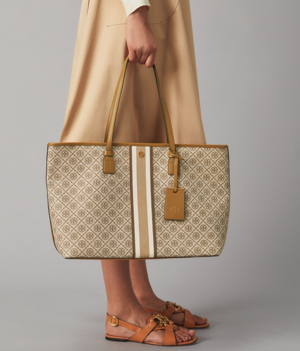 Tory Burch T Monogram Coated Canvas Tote Bag – Luxe Paradise Tory Burch T Monogram Coated Canvas Tote Bag – Luxe Paradise